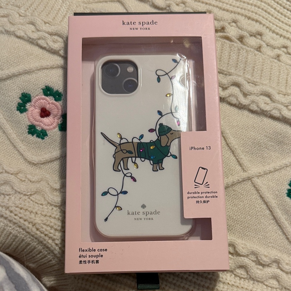 kate spade iPhone 13 Case - Wennie with Festive Dog Design(fits iphone 15 also)
